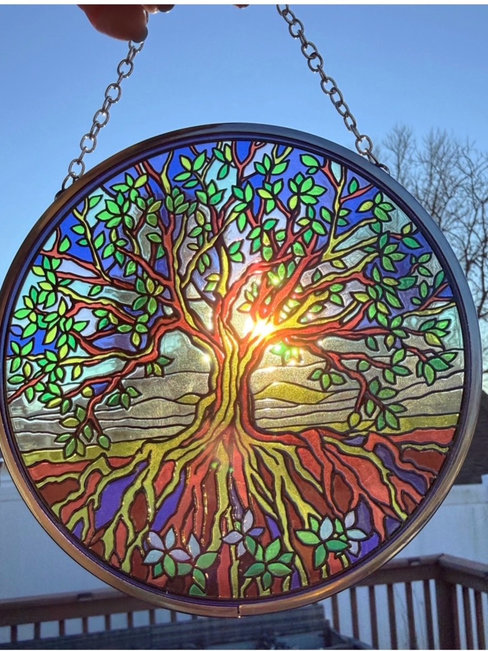 Stained Glass Tree of Life Sun Catcher - Vibrant Multi-Color